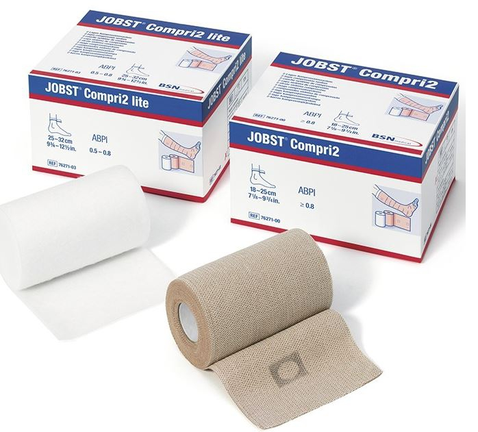 2 Layer Compression Bandage System JOBST® Compri2 9-3/4 to 12-1/2 Inch Length No Closure Tan NonSterile 40 mmHg