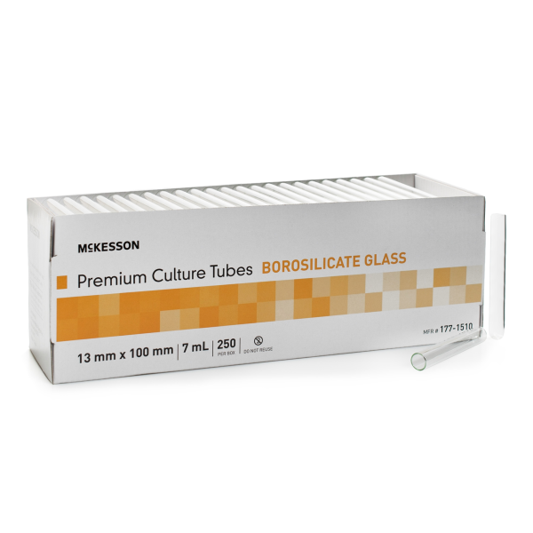 McKesson Test Tube Plain 7 mL Without Closure Glass Tube