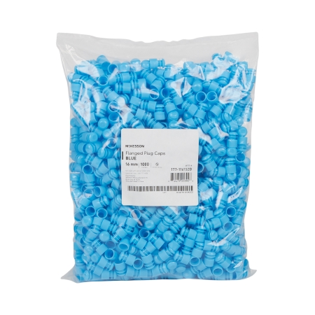 McKesson Tube Closure Polyethylene Flanged Plug Cap Blue 16 mm For 16 mm Blood Drawing Tubes, Glass Test Tubes, Plastic Culture Tubes NonSterile