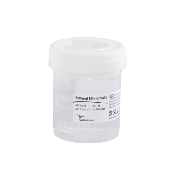 Prefilled Formalin Container Handi Pack 30 mL Fill in 60 mL (2 oz.) Screw Cap Warning Label / Patient Information NonSterile