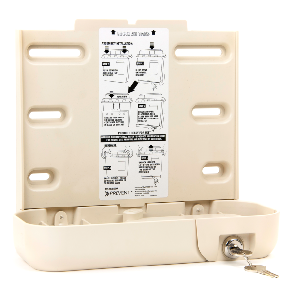 Sharps Container Bracket McKesson Prevent® 9.36 H x 10 W x 4.35 D Inch Plastic Wall Mount Locking