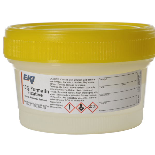 Prefilled Formalin Container Quickfix™ 125 mL Fill in 250 mL (8.5 oz.) Screw Cap Warning Label / Storage Instructions NonSterile