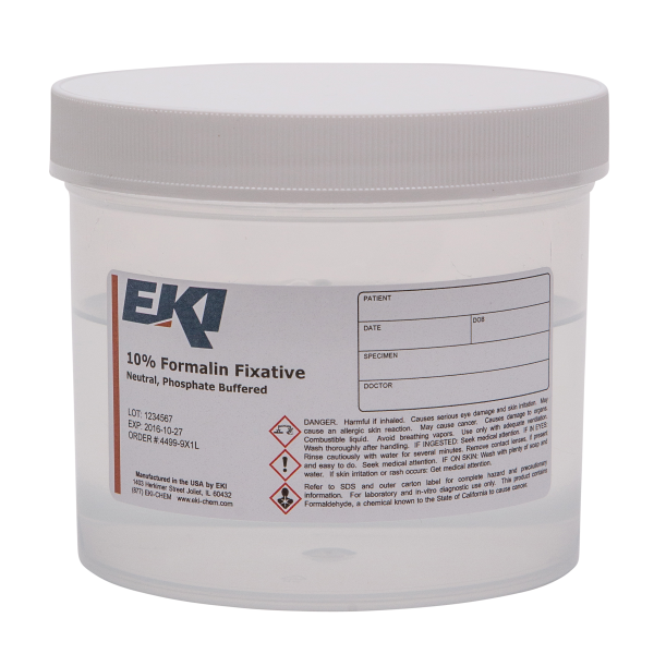 Prefilled Formalin Container 500 mL Fill in 1,000 mL (32 oz.) Screw Cap Warning Label / Patient Information NonSterile