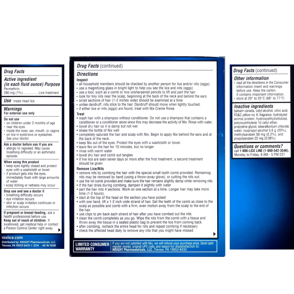 Lice Treatment Kit Nix® 2 oz. Flip Top Bottle Scented