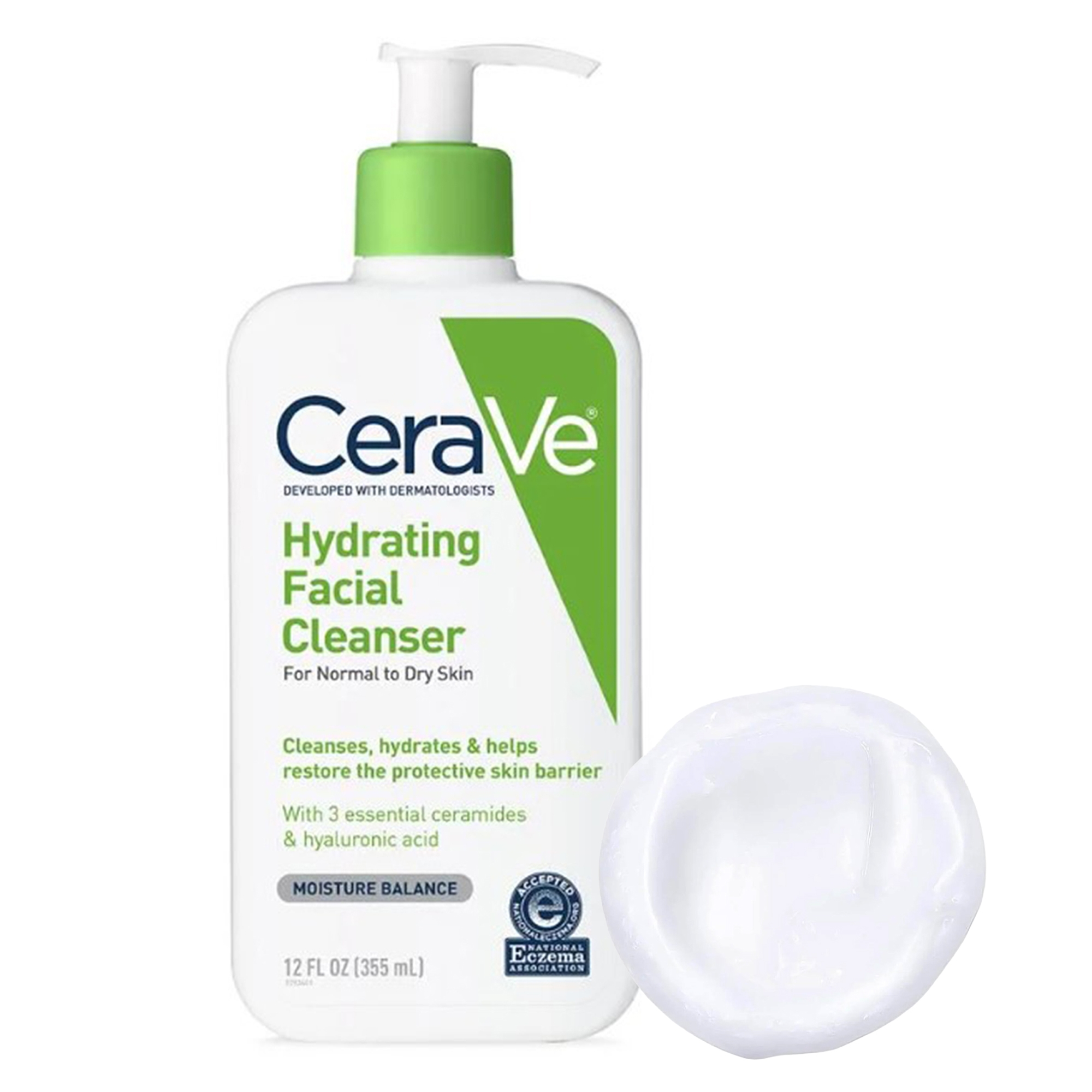 Facial Cleanser CeraVe® Hydrating Lotion 12 oz. Pump Bottle Unscented