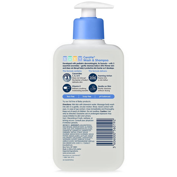 Baby Shampoo and Body Wash CeraVe® 8 oz. Pump Bottle Unscented