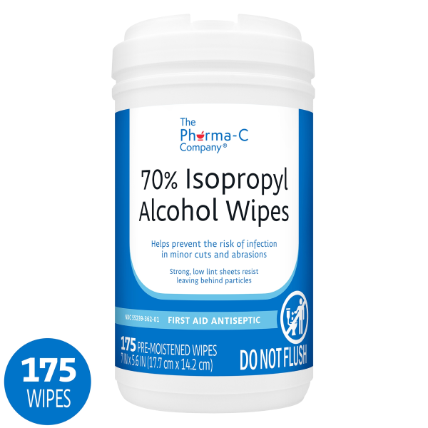 Antiseptic Skin Wipe Isopropyl Alcohol The Pharma-C Company® Towelette Canister