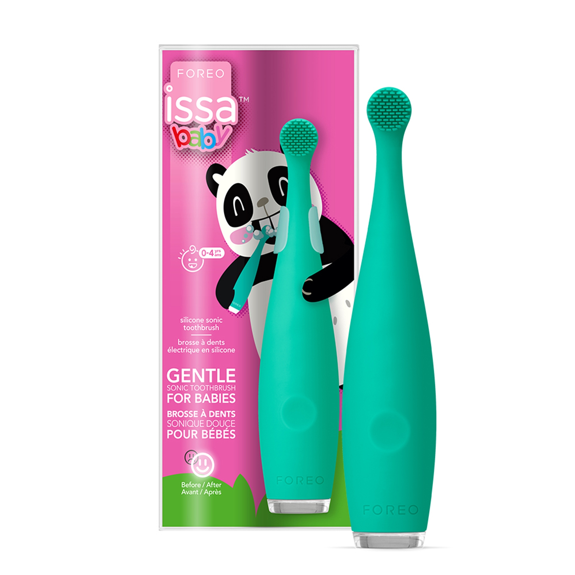 Sonic Toothbrush ISSA™ baby Kiwi Green Panda Ages Birth to 4 Years Silicone