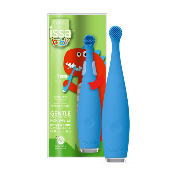 Sonic Toothbrush ISSA™ baby Bubble Blue Dino Ages Birth to 4 Years Silicone