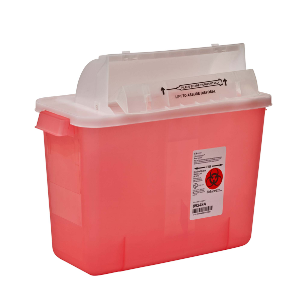 Sharps Container SharpStar™ In-Room™ Translucent Red Base 11-3/4 H X 13-3/4 W X 6 D Inch Horizontal Entry 2 Gallon