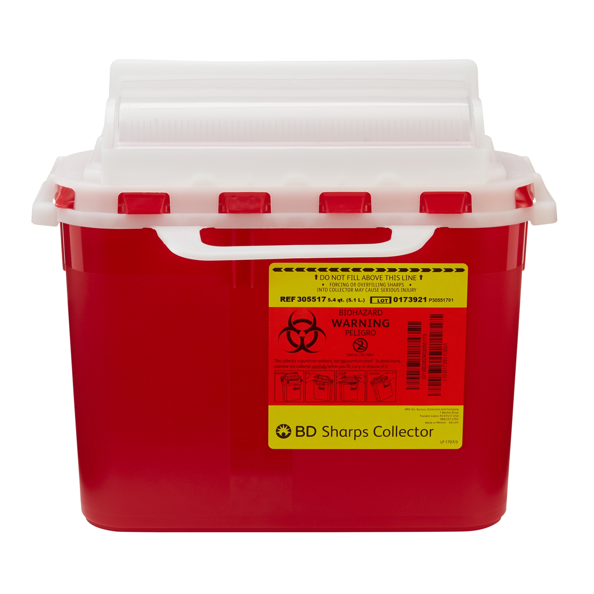 Sharps Container BD™ Red Base 12 H X 12 W X 4-4/5 D Inch Horizontal Entry 1.35 Gallon Sharps Container BD™ Red Base 12 H X 12 W X 4-4/5 D Inch Horizontal Entry 1.35 Gallon
