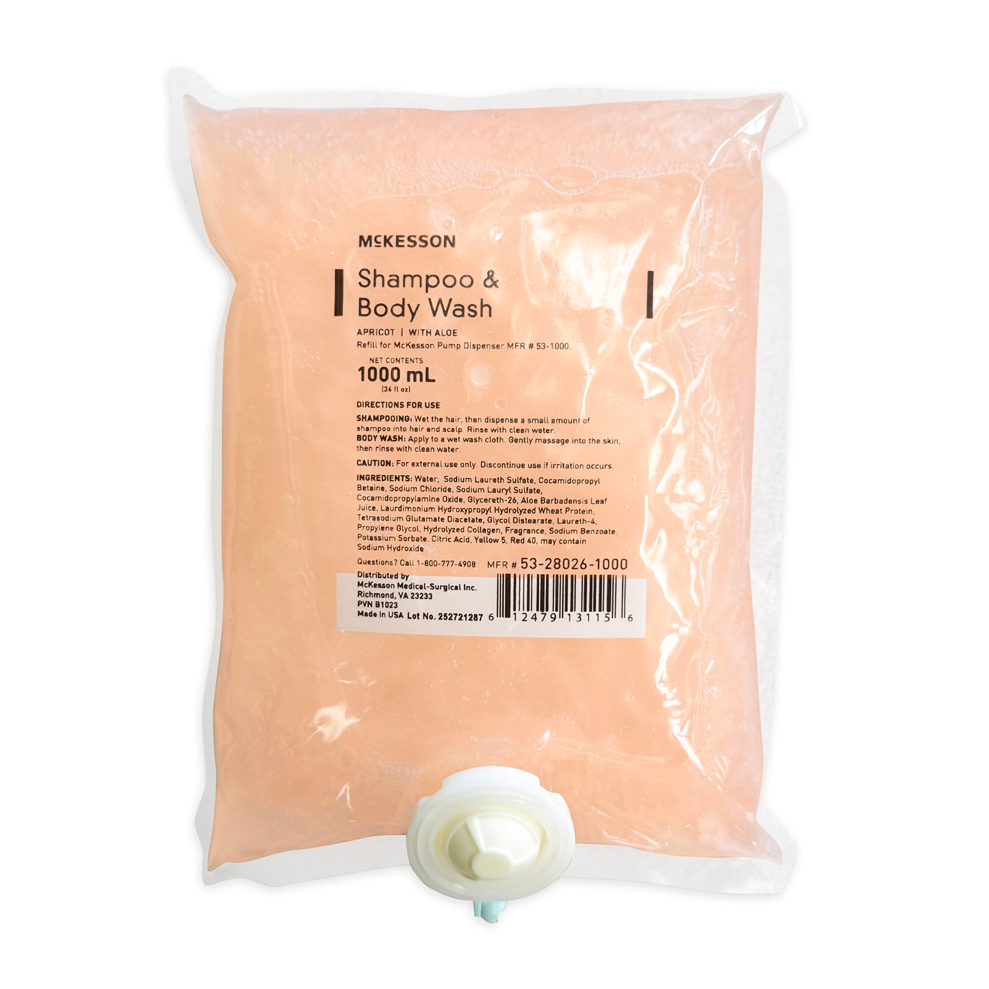 Shampoo and Body Wash McKesson 1,000 mL Dispenser Refill Bag Apricot Scent