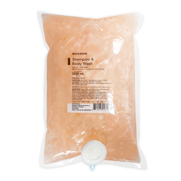 Shampoo and Body Wash McKesson 2,000 mL Dispenser Refill Bag Apricot Scent