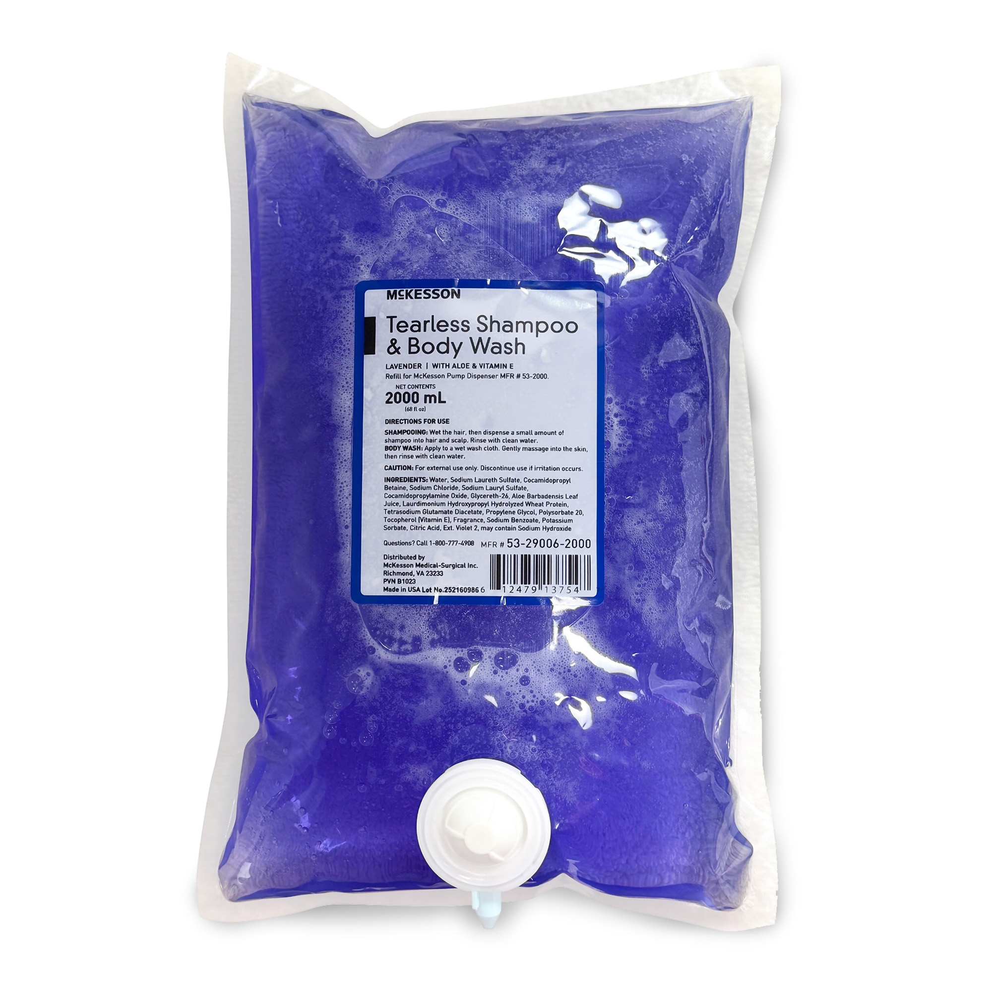 Tearless Shampoo and Body Wash McKesson 2,000 mL Dispenser Refill Bag Lavender Scent