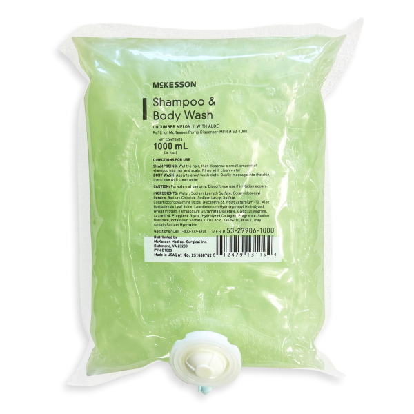 Shampoo and Body Wash McKesson 1,000 mL Dispenser Refill Bag Cucumber Melon Scent