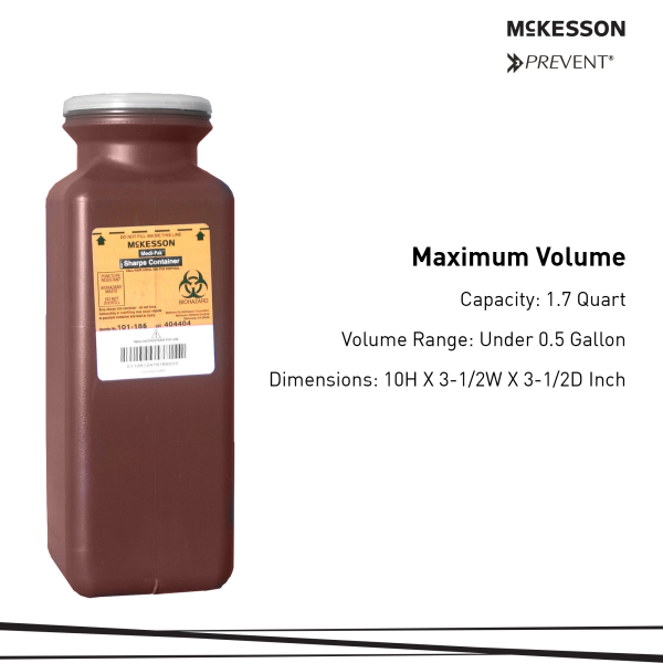 Sharps Container McKesson Red Base 10 H X 3-1/2 W X 3-1/2 D Inch Vertical Entry 0.425 Gallon