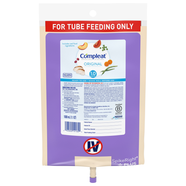Tube Feeding Formula Compleat® Original Unflavored Liquid 1000 mL Ready to Hang Prefilled Container