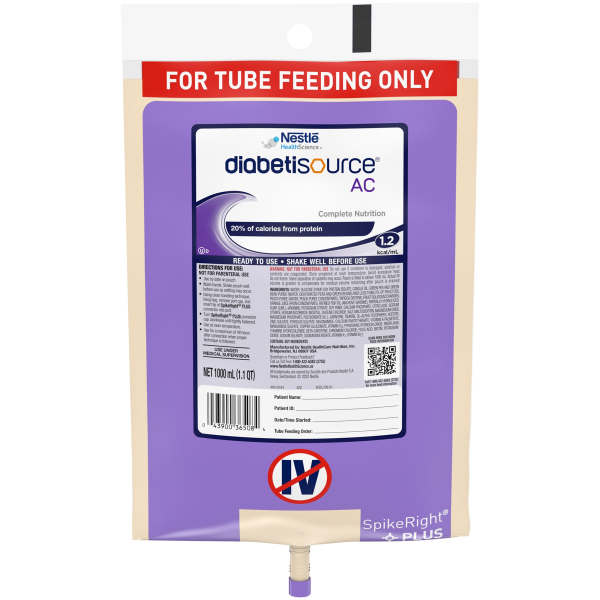 Tube Feeding Formula Diabetisource® AC Unflavored Liquid 1000 mL Ready to Hang Prefilled Container