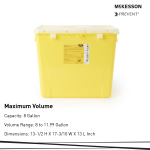 Chemotherapy Waste Container McKesson Prevent® Yellow Base 13-1/2 H X 17-3/10 W X 13 L Inch Vertical Entry 8 Gallon