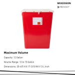 Sharps Container McKesson Prevent® Red Base 20-4/5 H X 17-3/10 W X 13 L Inch Vertical Entry 12 Gallon