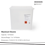 Sharps Container McKesson Prevent® Translucent Base 10-3/4 H X 10-1/2 W X 4-3/4 D Inch Horizontal Entry 1.25 Gallon