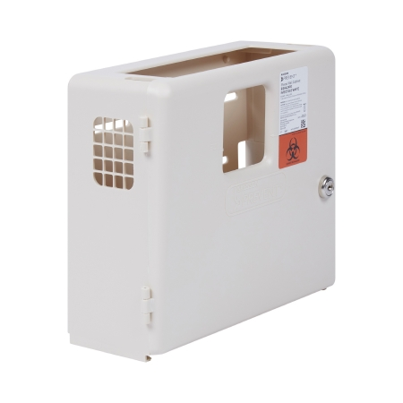 Sharps Container Cabinet / Wall Enclosure McKesson Prevent® 10H X 12.25W X 4.75D Inch High Impact Polystyrene Wall Mount Locking