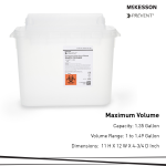 Sharps Container McKesson Prevent® Translucent Base 11 H X 12 W X 4-3/4 D Inch Horizontal Entry 1.35 Gallon