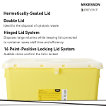 Chemotherapy Waste Container McKesson Prevent® Yellow Base 24-3/5 H X 17-3/10 W X 13 L Inch Vertical Entry 18 Gallon