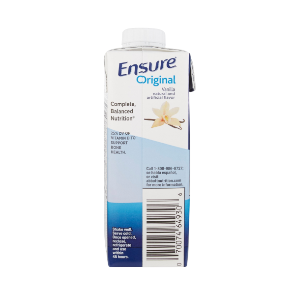 Oral Supplement Ensure® Original Therapeutic Nutrition Shake Vanilla Flavor Liquid 8 oz. Reclosable Carton