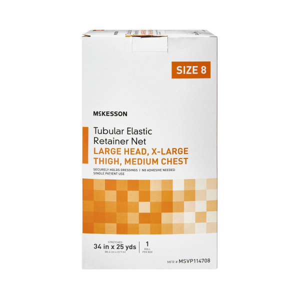 Elastic Net Retainer Dressing McKesson Tubular White Elastic Size 8 34 Inch X 25 Yard (86.4 cm X 22.9 m) Large Head / X-Large Thigh / Medium Chest NonSterile