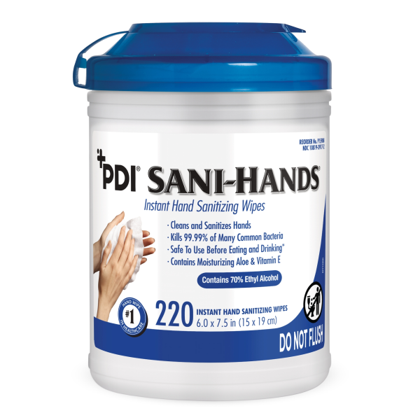 Hand Sanitizing Wipe Sani-Hands® 220 Count Ethyl Alcohol Wipe Canister