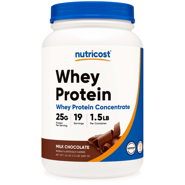 Oral Supplement Nutricost Whey Protein Concentrate Chocolate Flavor Powder 1-1/2 lbs. Canister