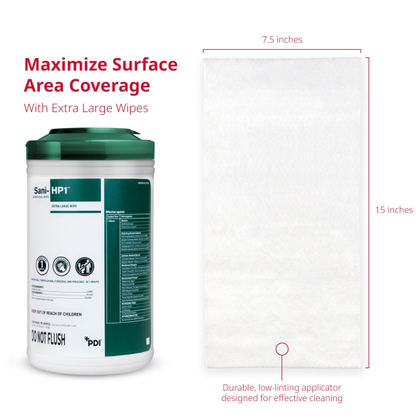Surface Disinfectant Cleaner Sani-HP1™ Germicidal Manual Pull Wipe 95 Count Canister NonSterile