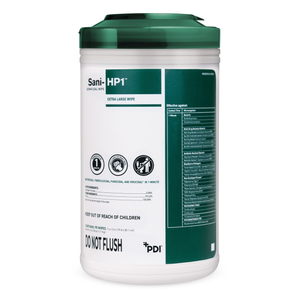 Surface Disinfectant Cleaner Sani-HP1™ Germicidal Manual Pull Wipe 95 Count Canister NonSterile