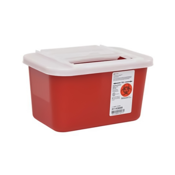 Sharps Container Red Base 6-1/4 H X 7 D X 10-1/2 W Inch Horizontal Entry 1 Gallon