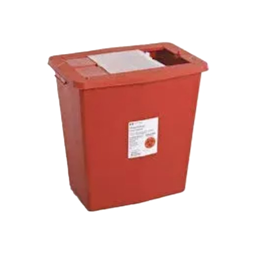 Sharps Container SharpSafety™ Red Base 18-3/4 H X 18-1/4 W X 12-3/4 D Inch Vertical Entry 12 Gallon