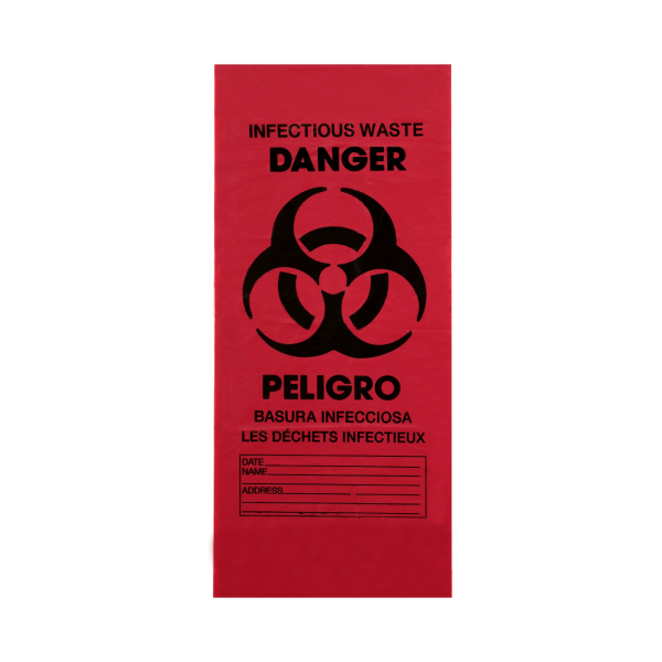 Biohazard Waste Bag Biohazard Symbol / Danger / Infectious Waste 30 to 32 gal. Red 30-1/2 X 43 Inch