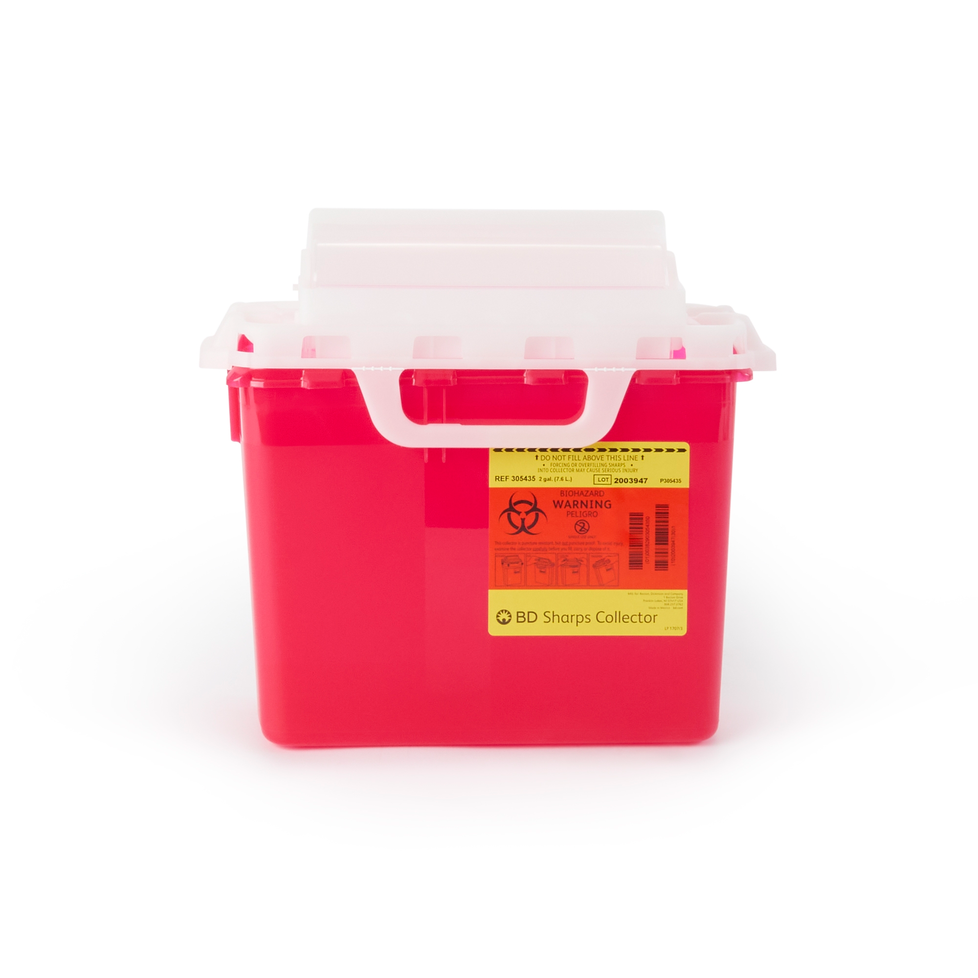 Sharps Container BD™ Red Base 12-1/2 H X 10-7/10 W X 6 D Inch Horizontal Entry 2 Gallon Sharps Container BD™ Red Base 12-1/2 H X 10-7/10 W X 6 D Inch Horizontal Entry 2 Gallon