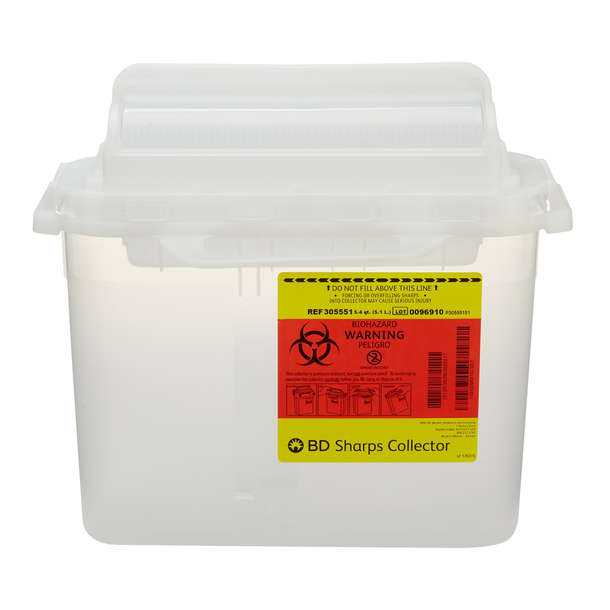 Sharps Container BD™ Translucent White Base 12 H X 12 W X 4-4/5 D Inch Horizontal Entry 1.35 Gallon Sharps Container BD™ Translucent White Base 12 H X 12 W X 4-4/5 D Inch Horizontal Entry 1.35 Gallon