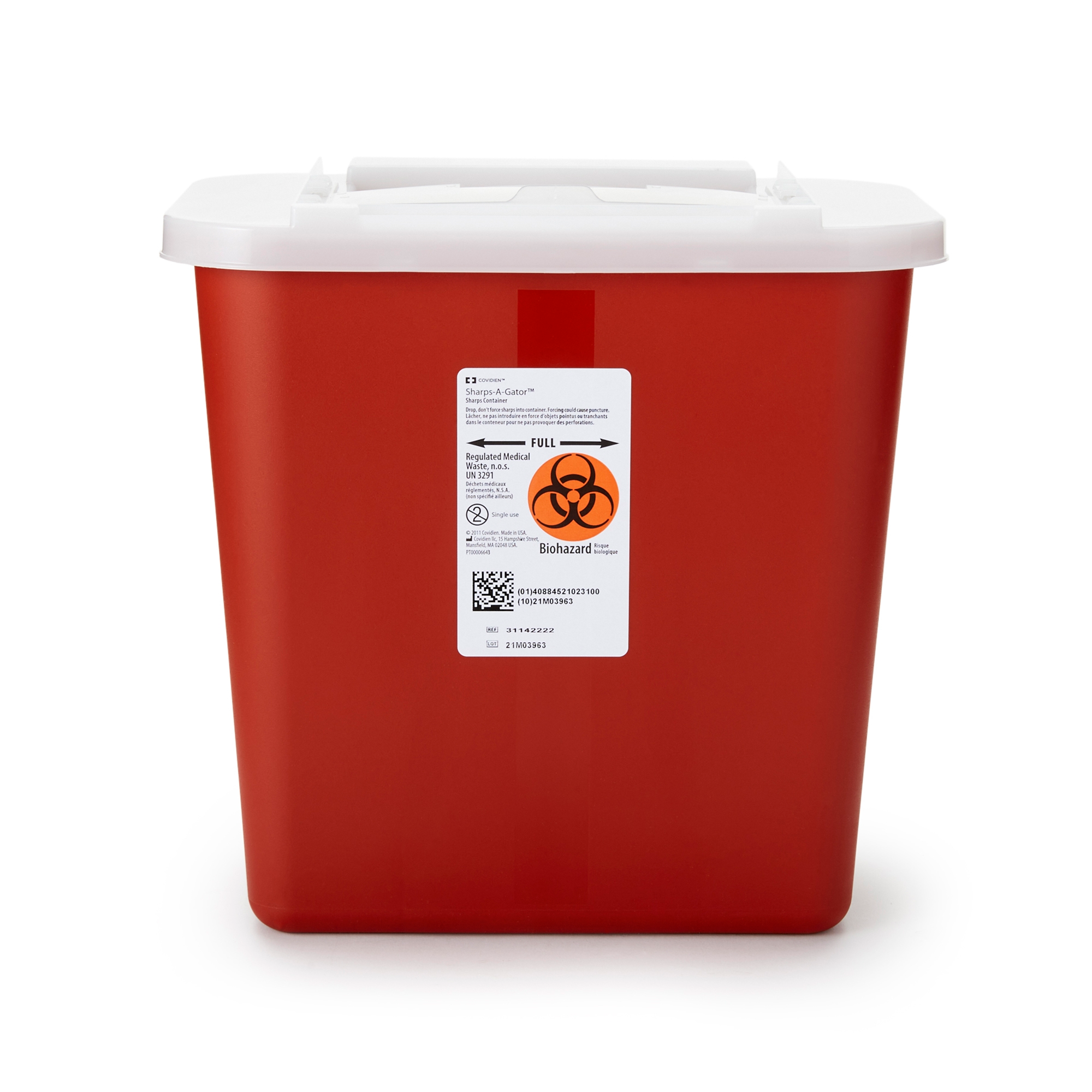 Sharps Container Sharps-A-Gator™ Red Base 10-1/4 H X 7 D X 10-1/2 W Inch Vertical Entry 2 Gallon Sharps Container Sharps-A-Gator™ Red Base 10-1/4 H X 7 D X 10-1/2 W Inch Vertical Entry 2 Gallon
