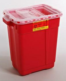 Sharps Container BD™ Red Base 18-1/2 X 17-3/4 X 11-3/4 Inch Vertical Entry 9 Gallon