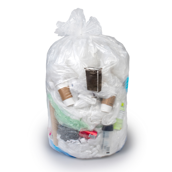 Trash Bag Colonial Bag 10 gal. 8 Mic. 24 X 24 Inch Clear Medium Duty X-Seal Bottom Flat Pack