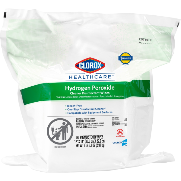 Surface Disinfectant Cleaner Clorox Healthcare® Premoistened Hydrogen Peroxide Based Manual Pull Wipe 185 Count Pouch Unscented NonSterile