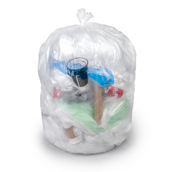 Trash Bag Colonial Bag 15 gal. 0.60 mil 24 X 32 Inch Clear Heavy Duty X-Seal Bottom Flat Pack