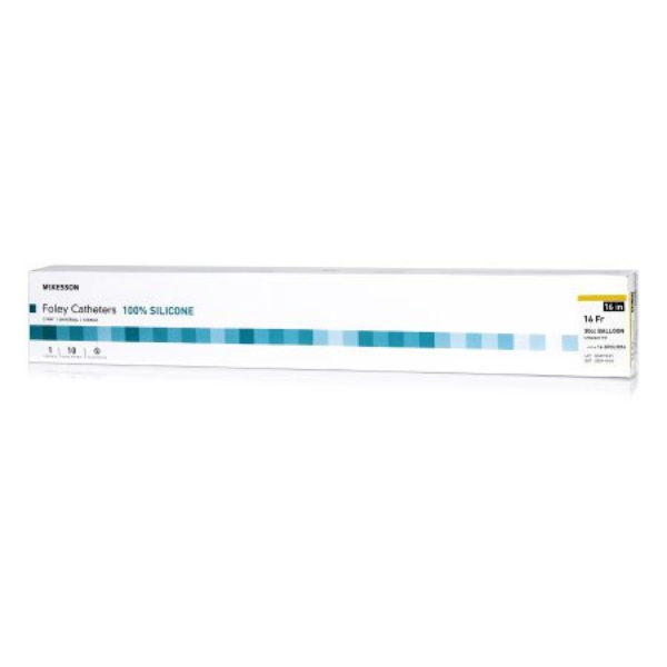 McKesson Foley Catheters, 16 Inch, Silicone, 30 cc Balloon, Sterile, Standard Tip, Orange, 16 Fr., 2-Way
