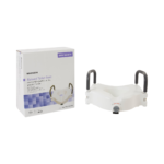 Raised Toilet Seat with Arms McKesson 5 Inch Height Standard / Elongated 300 lbs. Weight Capacity