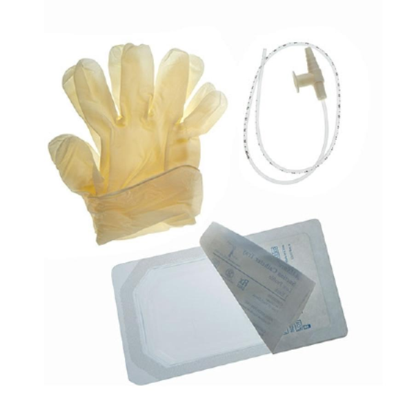 Amsino AMSure Suction Catheter Trays, 23 Inch, 14 FR., Whistle Tip, Pair Gloves, PVC Tubing With Graduated Markings, in tray, Sterile