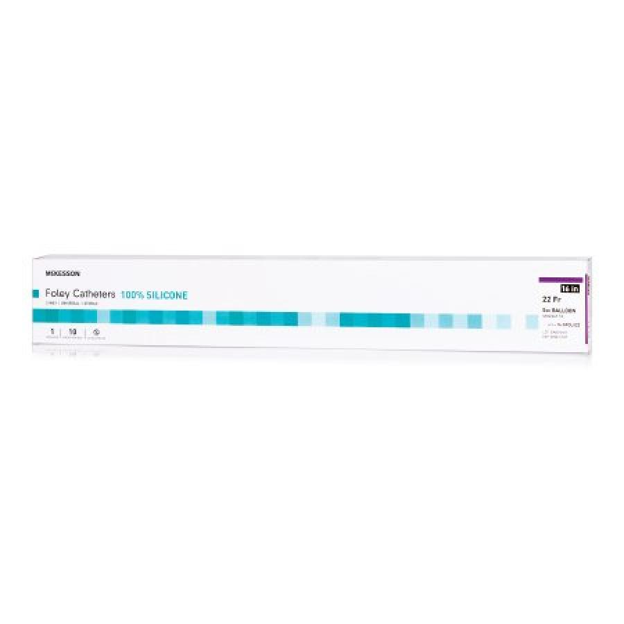 McKesson Foley Catheters, 16 Inch, Silicone, 5 cc Balloon, Sterile, Standard Tip, Purple, 22 Fr., 2-Way
