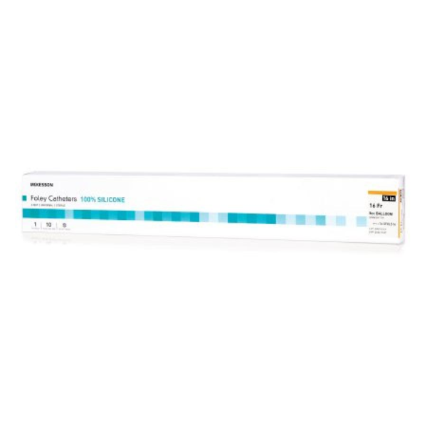 McKesson Foley Catheters, 16 Inch, Silicone, 5 cc Balloon, Sterile, Standard Tip, Orange, 16 Fr., 2-Way