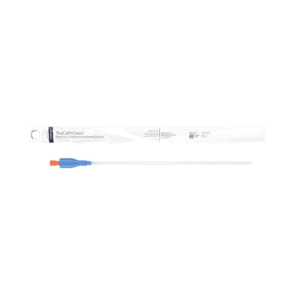 TruCath Oasis Ready-to-Use Hydrophilic Intermittent Catheter, TruProtect Grip, Coude Tip, Orange, 16Fr, 16 Inch Length